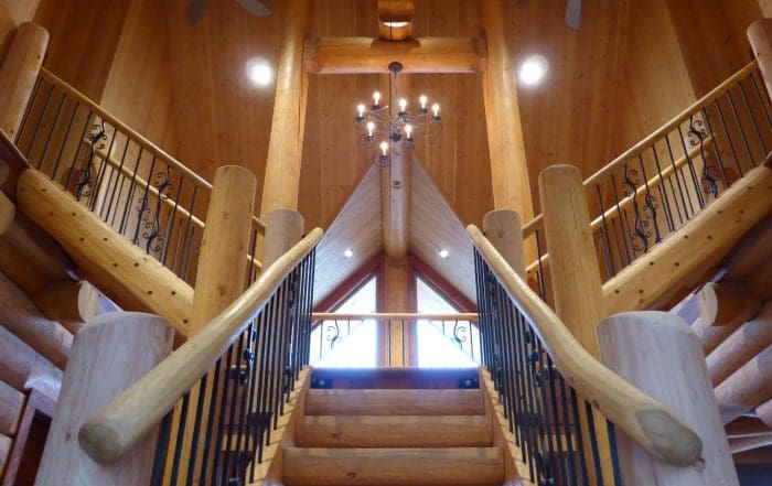 Log Staircase in Custom built log home.