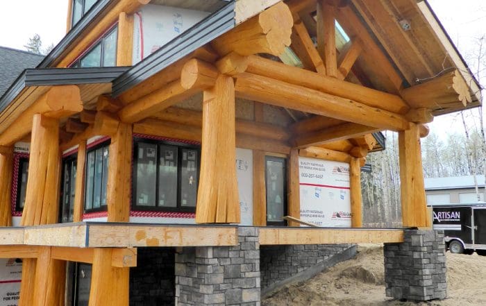 Exterior view of BC Builders Custom built log home.